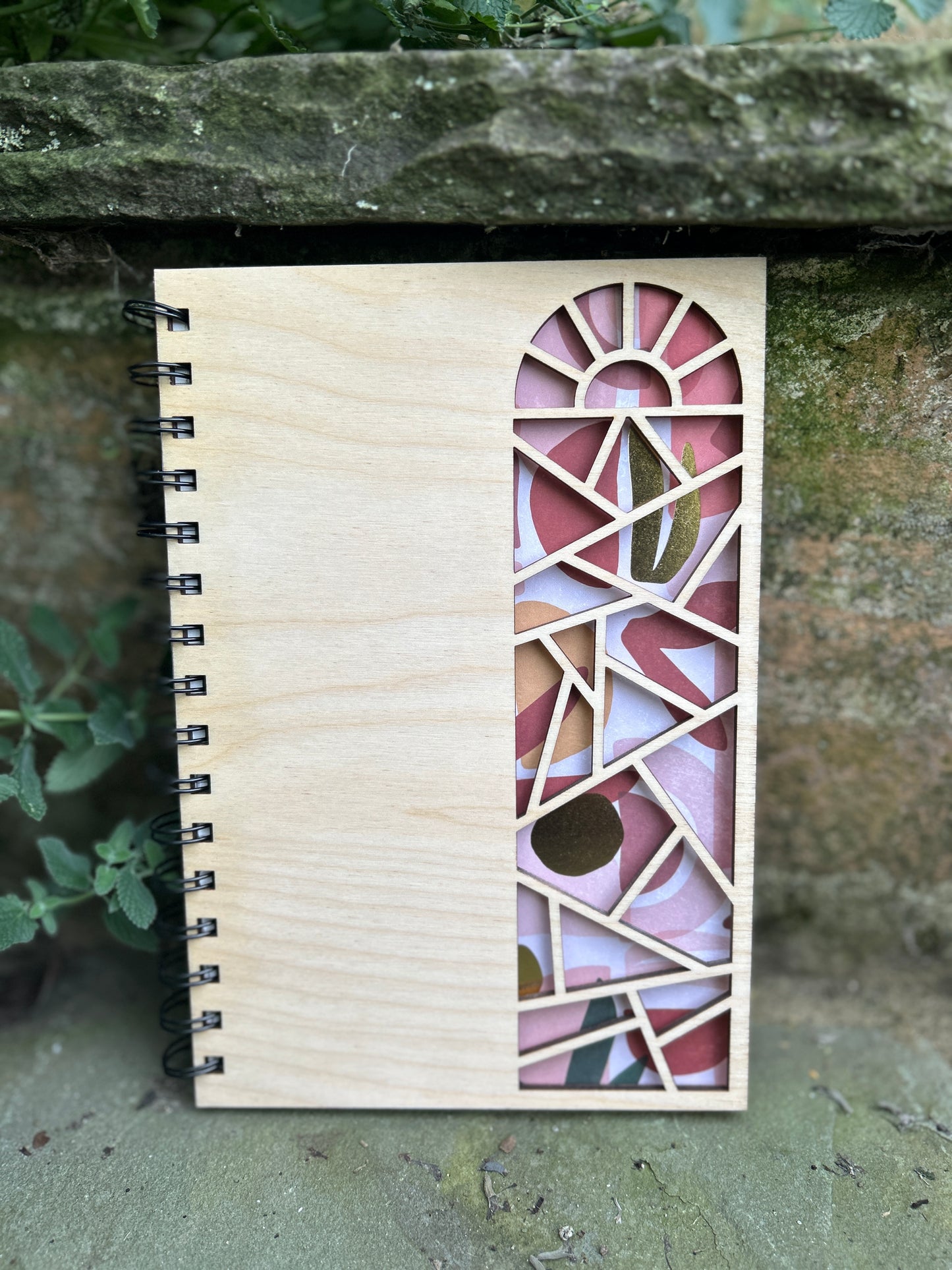 Sunrise Stained Glass Wooden Notebook