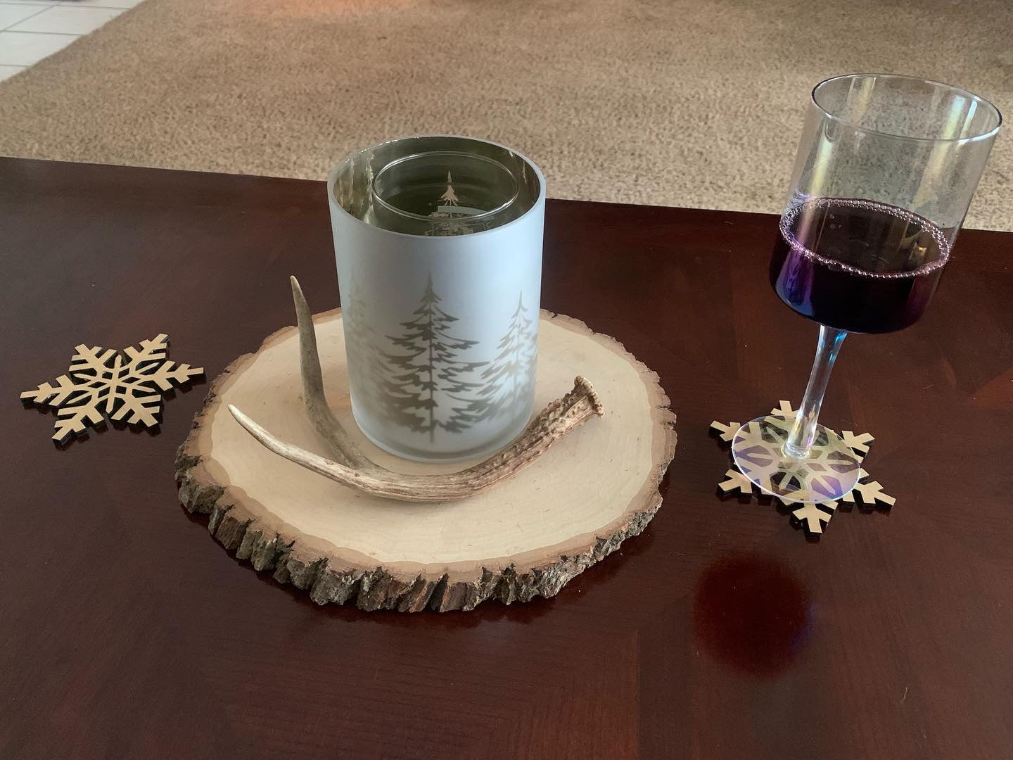 Wooden Snowflake Coaster Set
