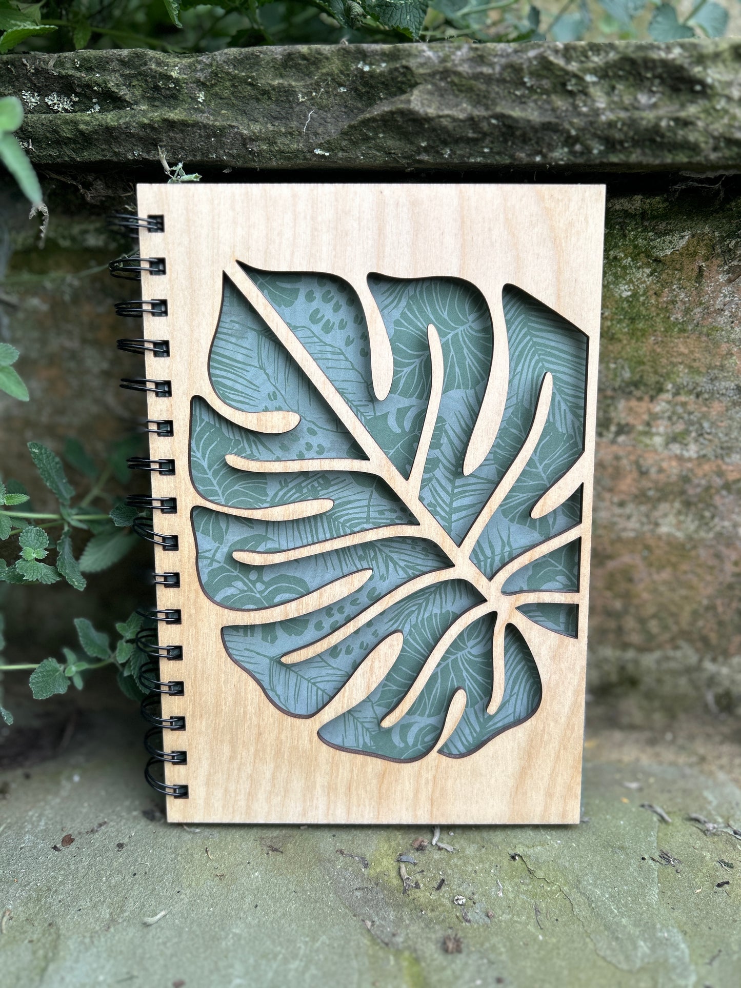Montserrat Leaf Wooden Notebook