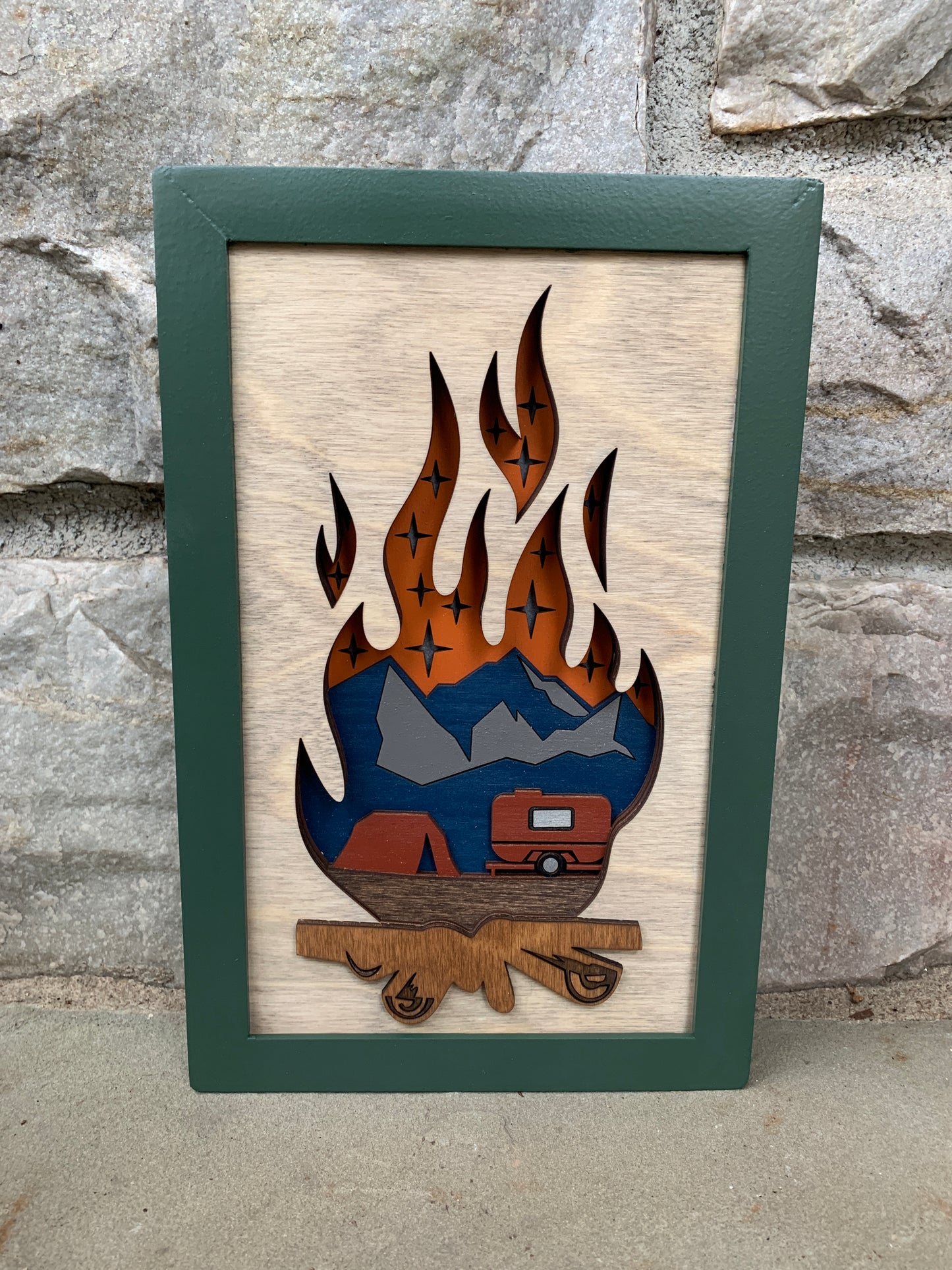 3D Fire with Camping Scene