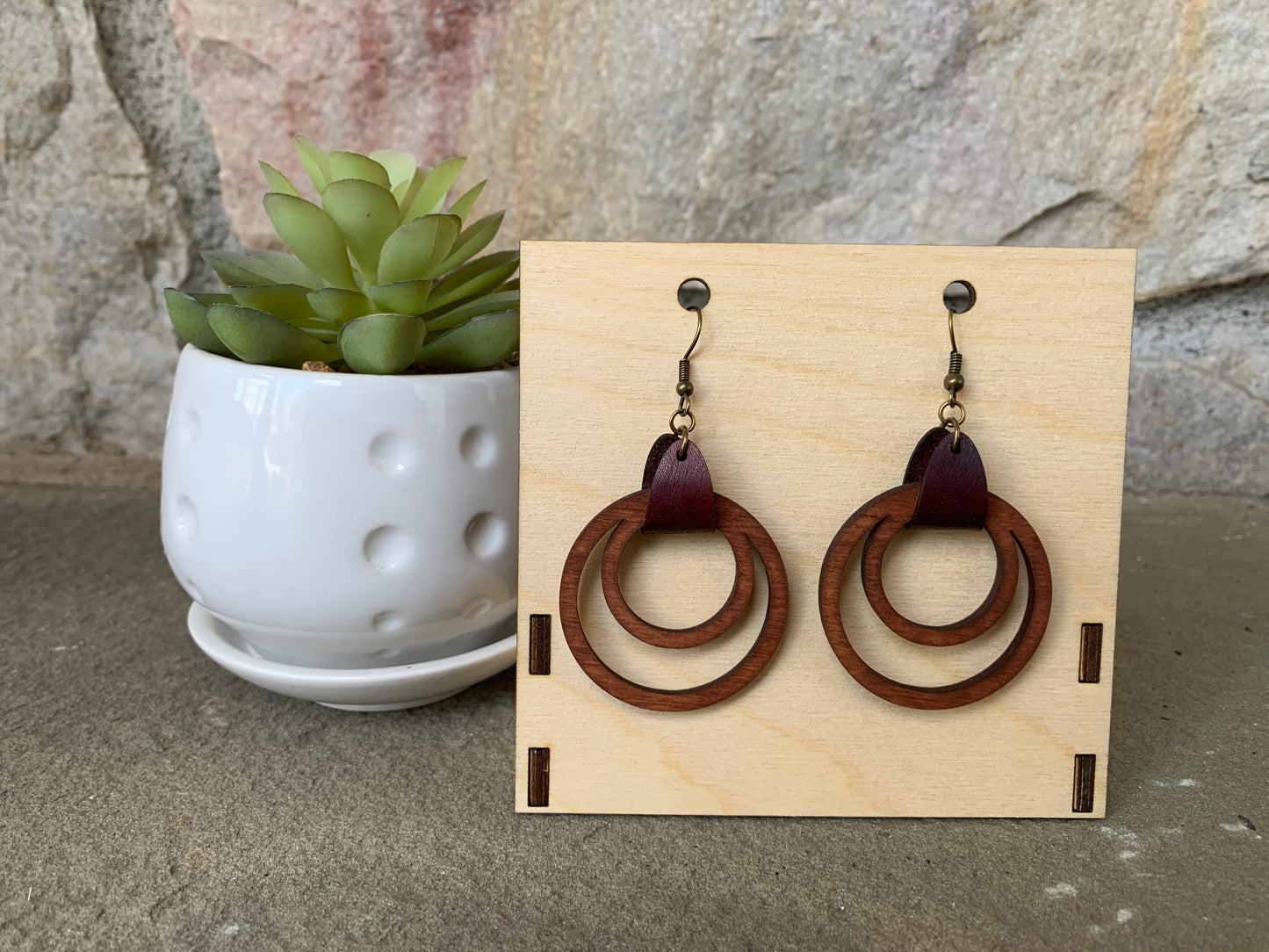 Double Hooped Leather Earrings