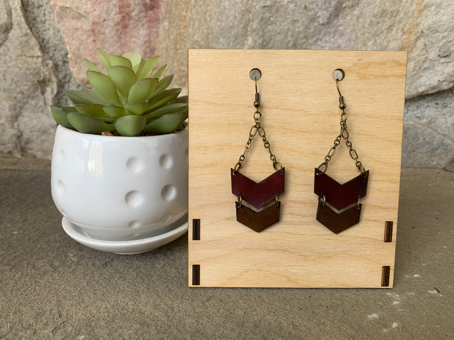 Leather Chevron Earrings