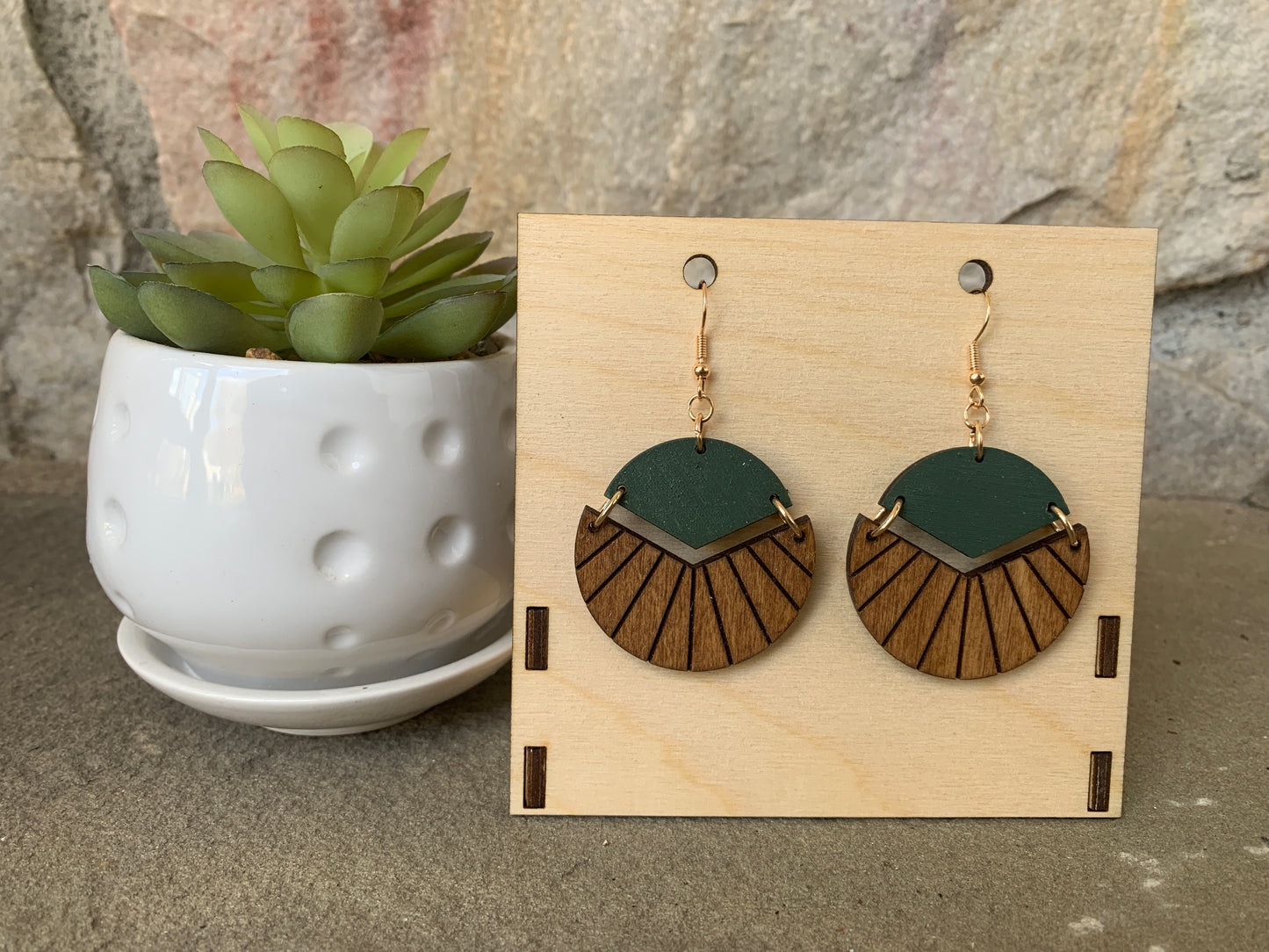 Green Abstract Earrings