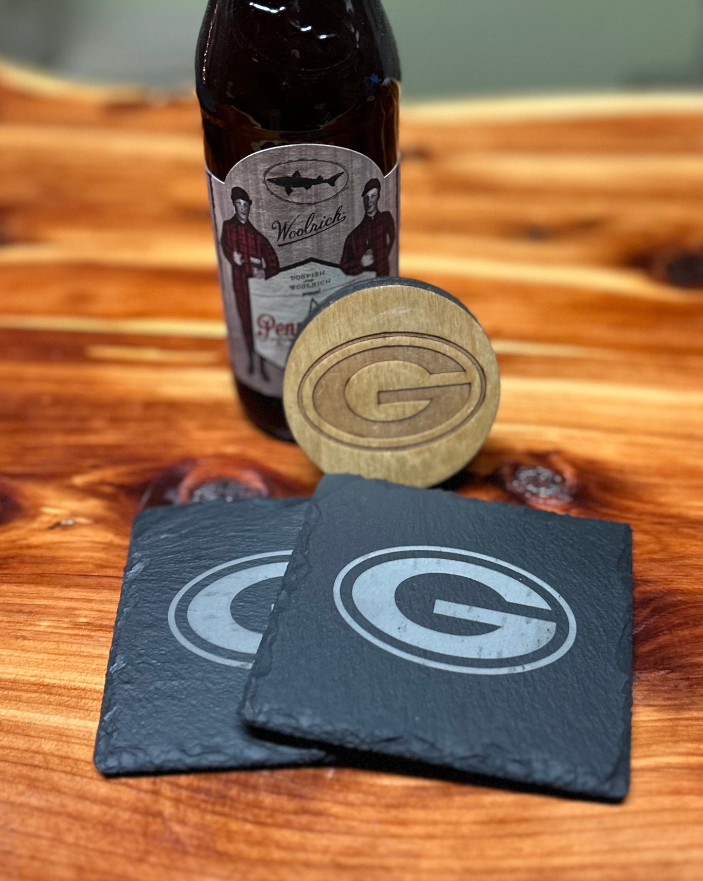 Custom Bottle Opener and Coaster Set