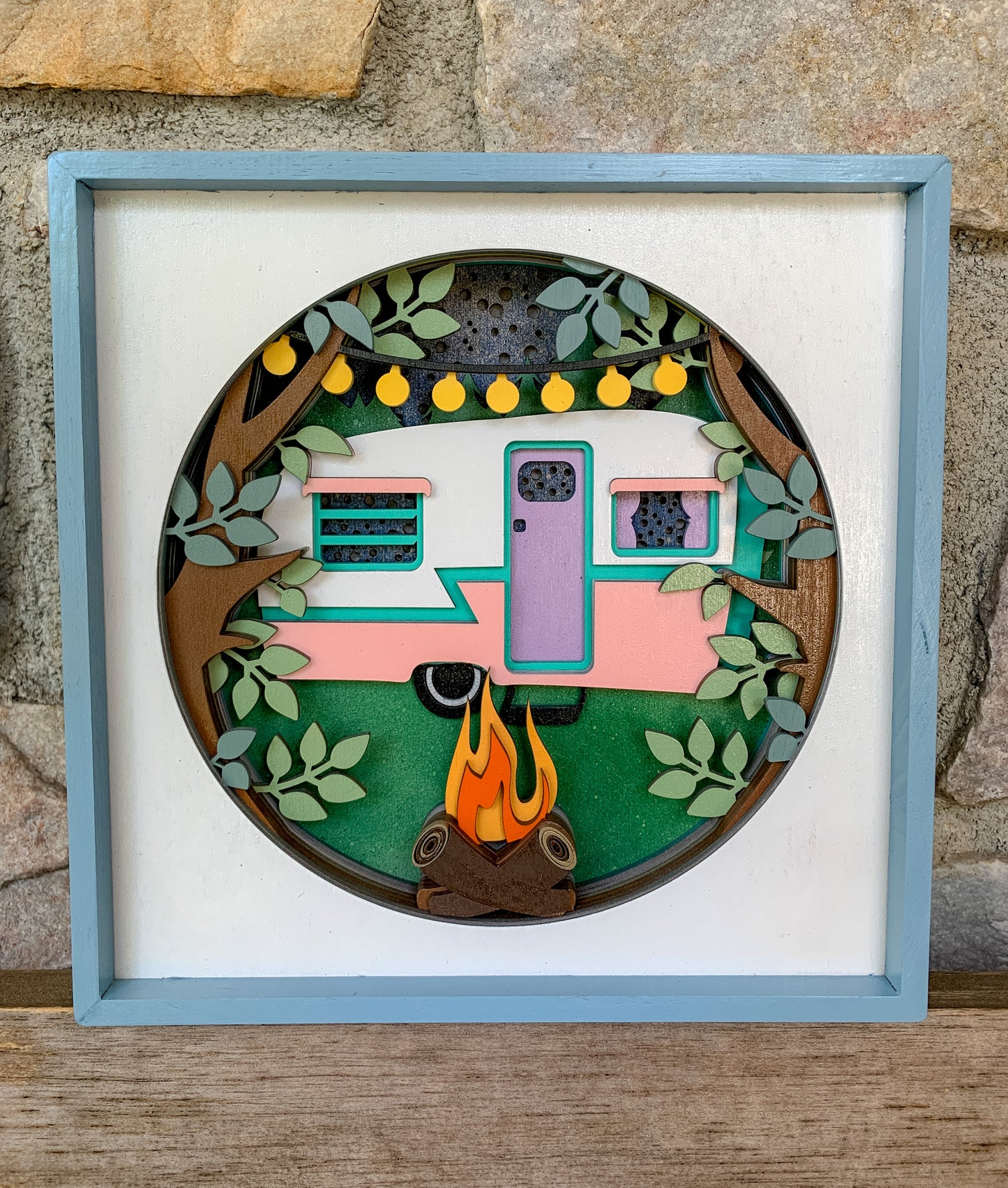 3D Camper with Fire