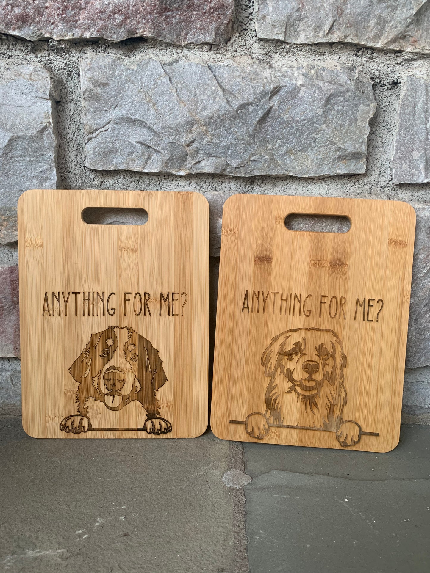 "Anything for me?" Dog Breeds - Bamboo Cutting Board