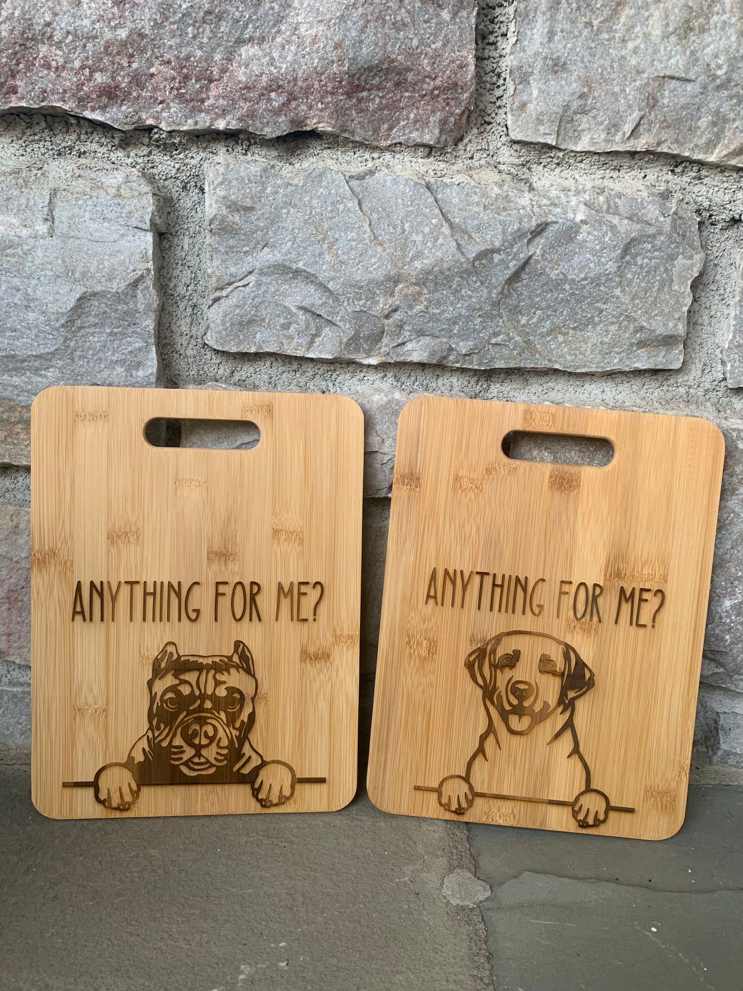 "Anything for me?" Dog Breeds - Bamboo Cutting Board