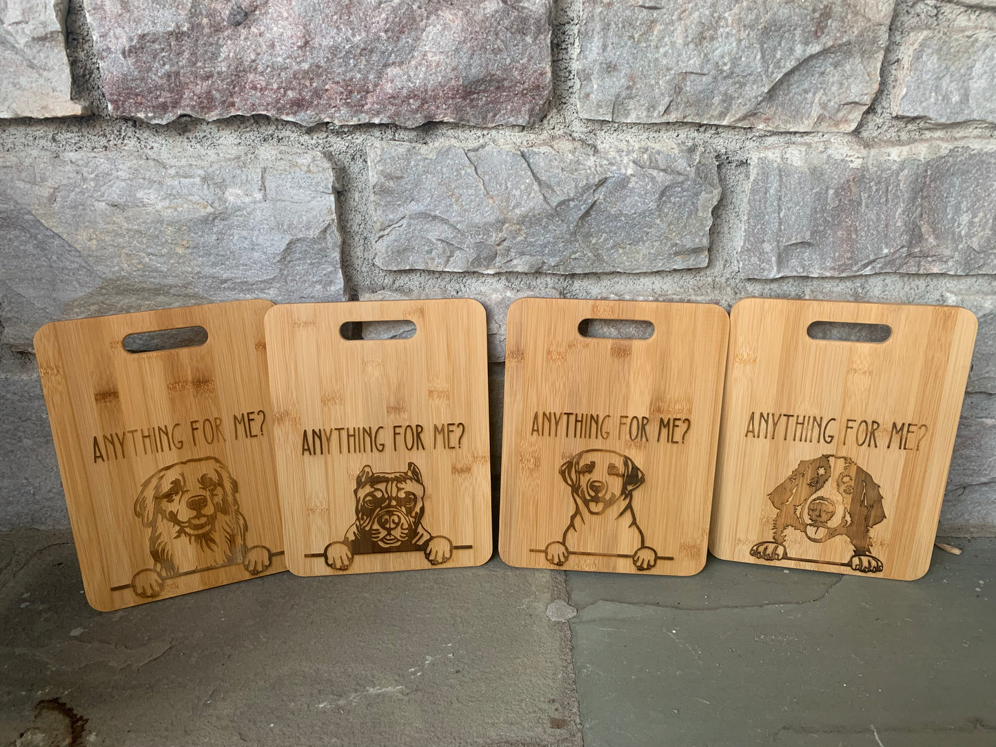 "Anything for me?" Dog Breeds - Bamboo Cutting Board