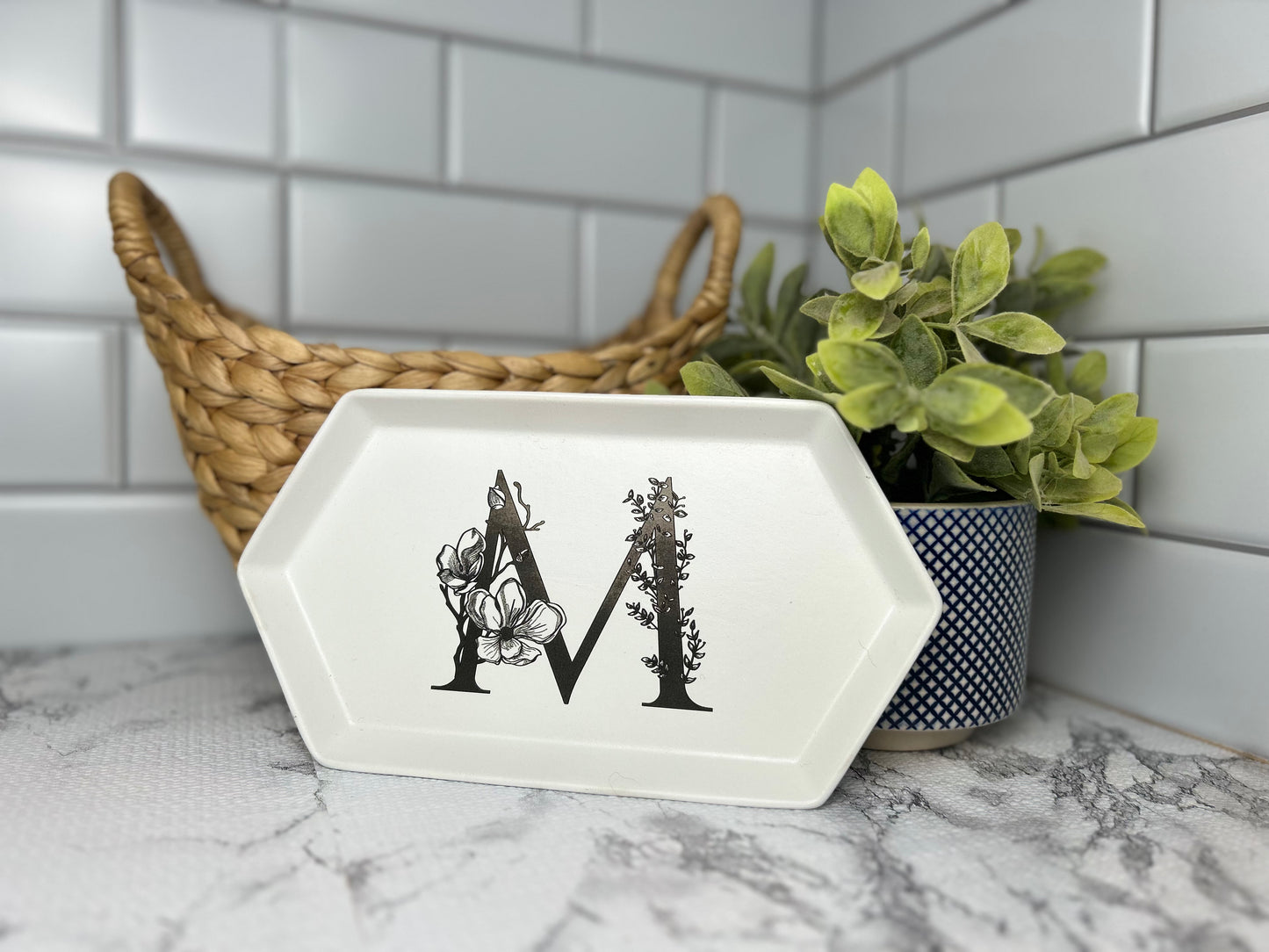 Floral Letter Ceramic Dish
