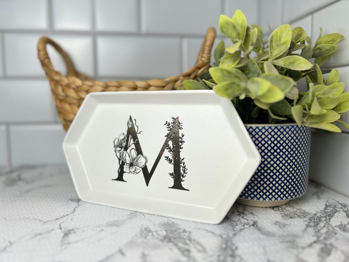 Floral Letter Ceramic Dish