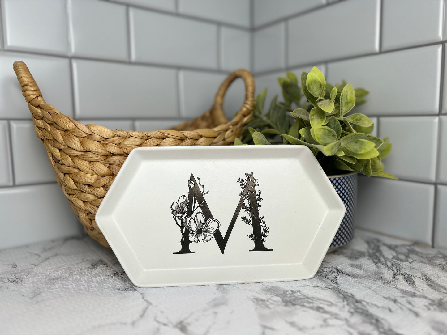 Floral Letter Ceramic Dish