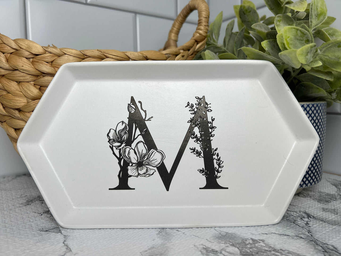 Floral Letter Ceramic Dish