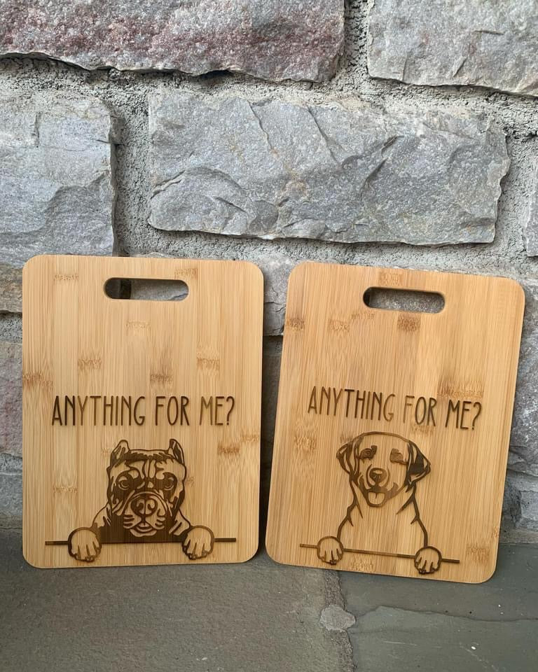 "Anything for me?" Dog Breeds - Bamboo Cutting Board