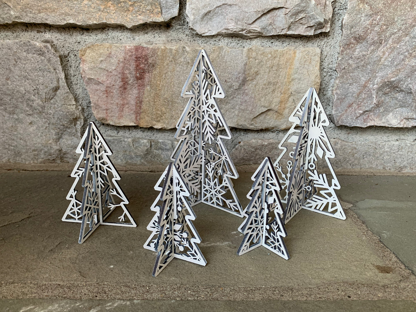 3D Snowflake Trees