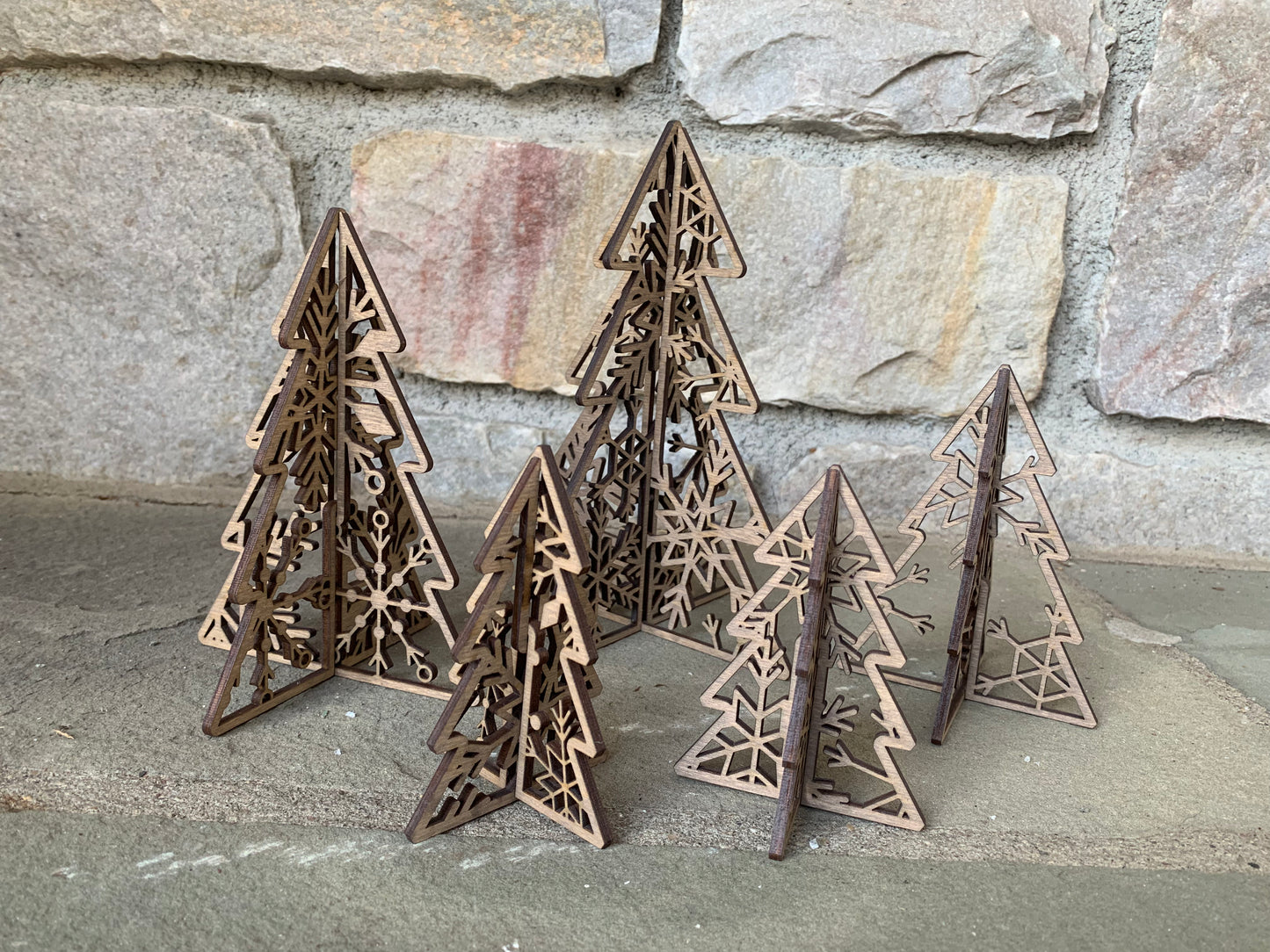 3D Snowflake Trees