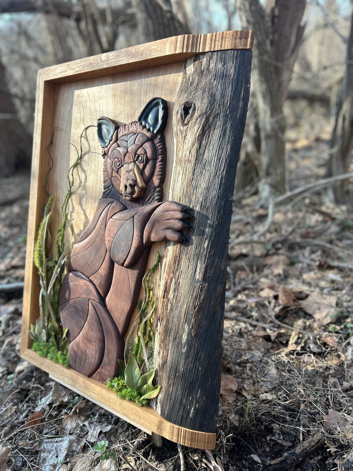 "Quiet Observer" - Intarsia Black Bear