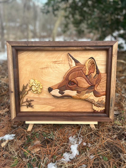 “Curiosity” - Intarsia Fox & Marigold