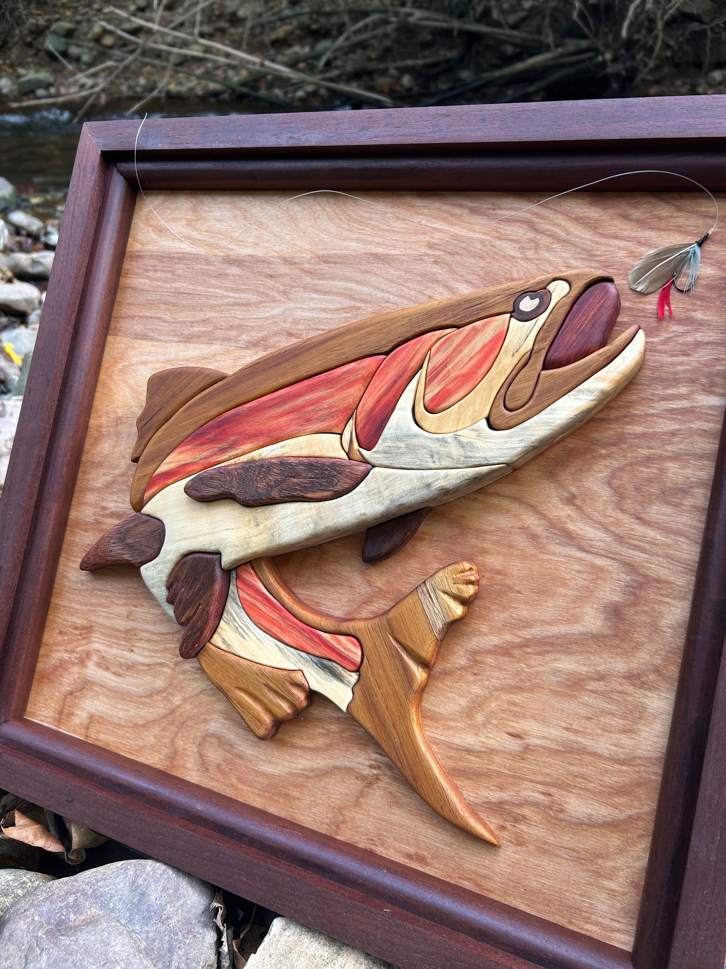 "The Thread Between Worlds" - Intarsia Trout