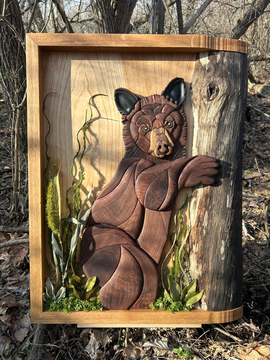"Quiet Observer" - Intarsia Black Bear