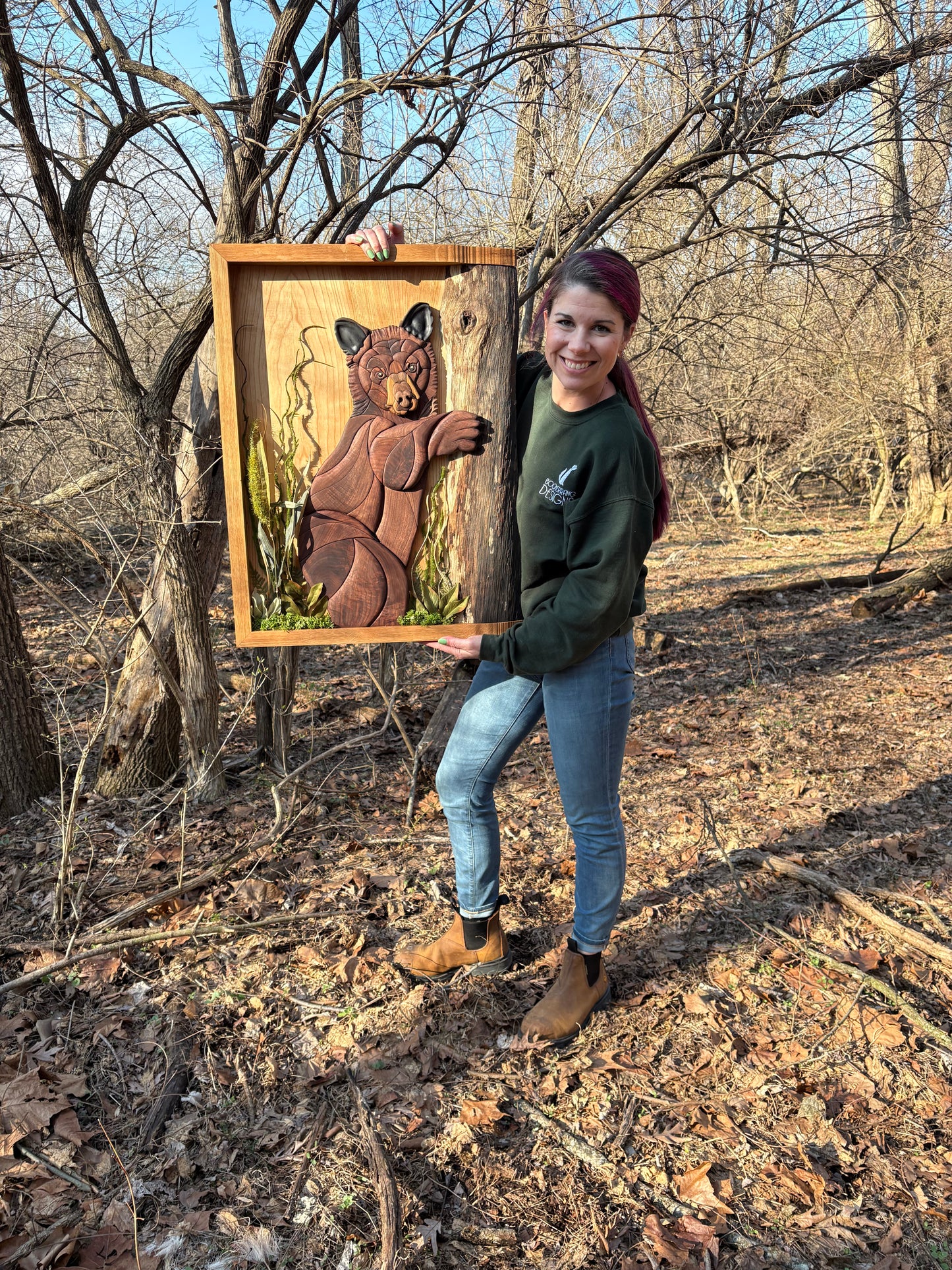 "Quiet Observer" - Intarsia Black Bear