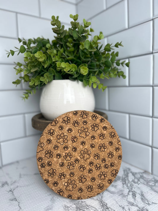 Cork Trivet - Paw Prints